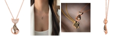 Le Vian Nude Diamond (1/3 ct. t.w.) & Chocolate Diamond (1/4 ct. t.w.) Cat Necklace in 14k Rose Gold, 18" + 2" extender
